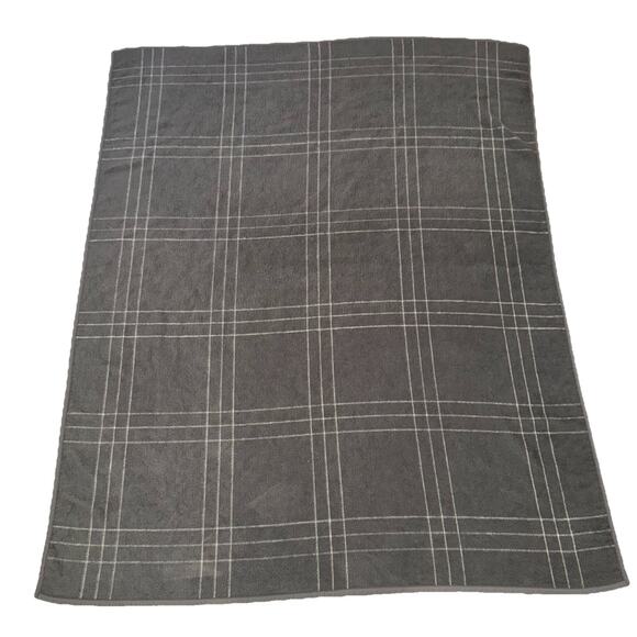 Vintage Biederlack Blanket 72x88 Gray‎ Plaid Velour Acrylic Made in West Germany - Picture 7 of 7